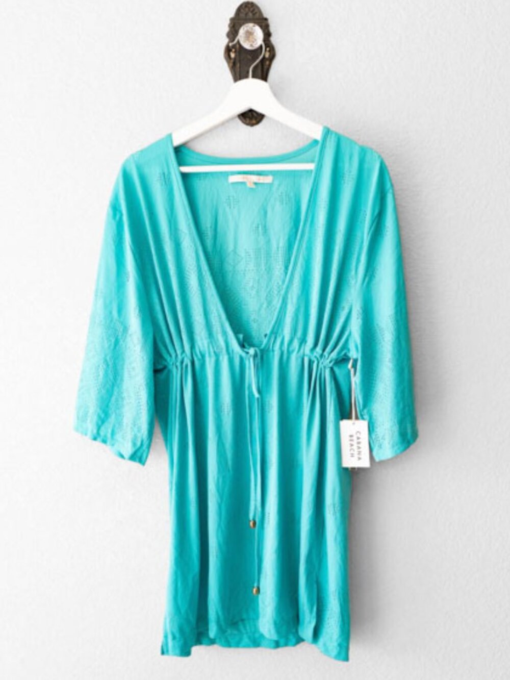NWT Cabana Beach Turquoise Swim Coverup Dress Medium Beach Resort MSRP $48